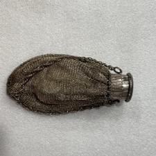 Metal Mesh Coin Purse Silver 2  x4  Vintage Victorian Antique Formal