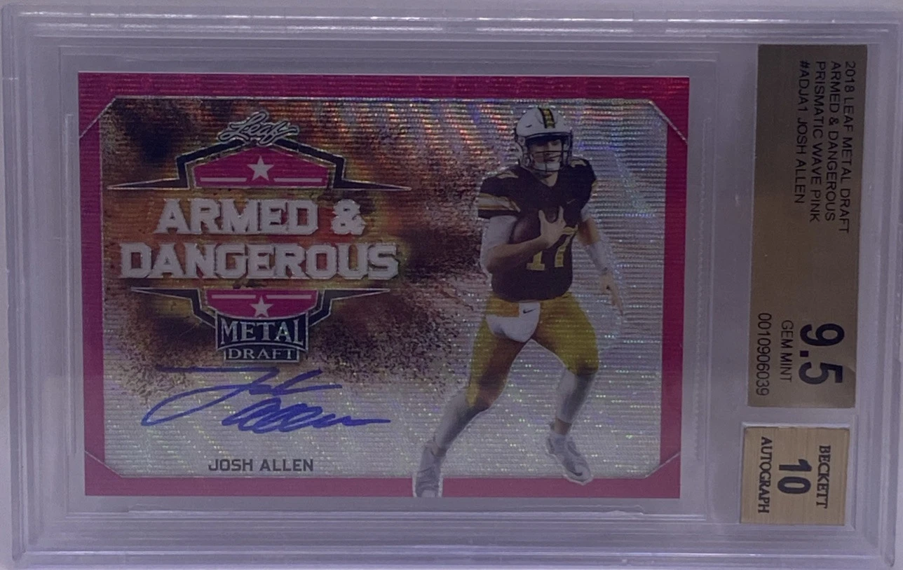 Josh Allen Leaf Metal Draft Armed and Dangerous Autographs #ADJA1 Pink Wave Prismatic