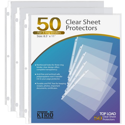 KTRIO Sheet Protectors 8.5 x 11 inch, Clear Page Protector for 3 Ring Binder,... - Picture 1 of 7