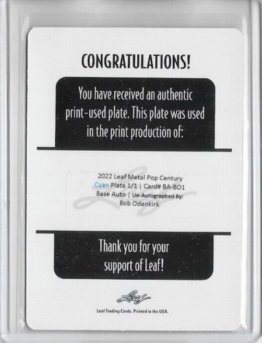 Bob Odenkirk Actor 2022 Leaf Metal Pop Century Cyan Plate 1/1 #BA-BO1 - Picture 2 of 2