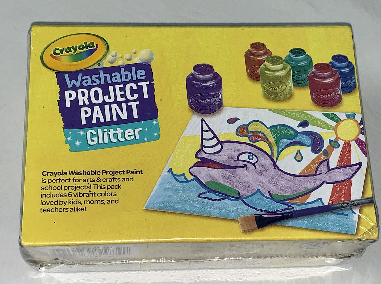 Crayola Washable Project Paint with 6 Sparkling Glitter Colors Kids Crafts New