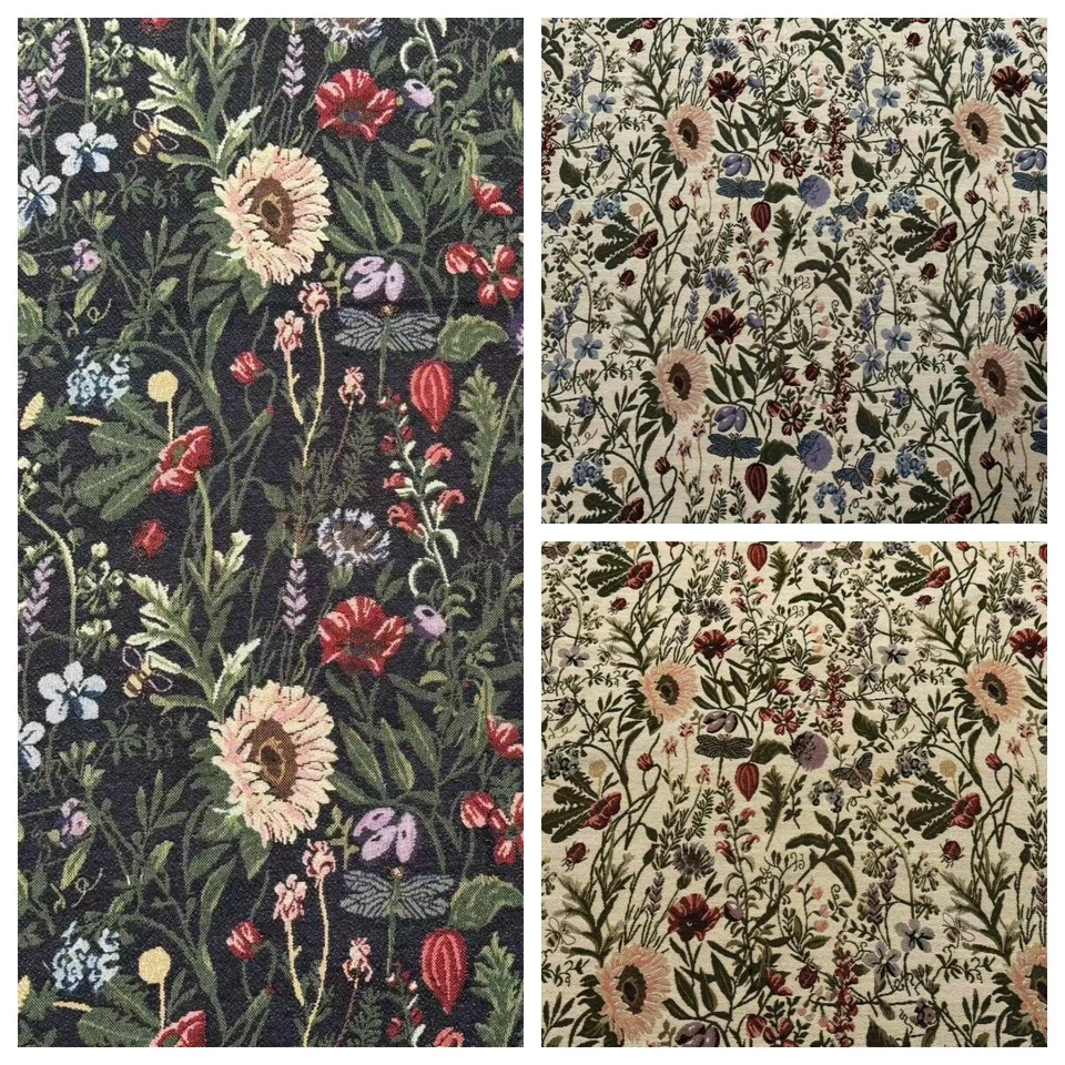 Country Wildflower Vintage French Jacquard Tapestry Upholstery Fabric Sewing BTY - Image 2 of 4