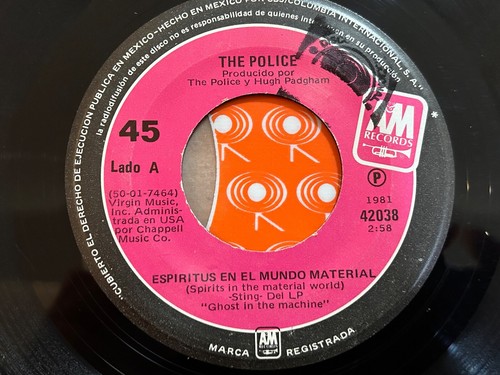 THE POLICE Spirits In The Material World 1981 MEXICO 7" PROMO 45 Sting - Picture 2 of 3