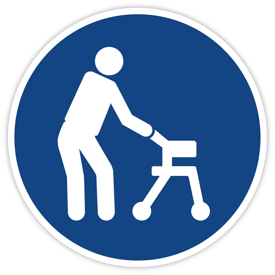MBS-SIGNS ® Aufkleber Gebotszeichen „Rollator“ Behindert Auto Kfz Folie ISO 7010 | Ø 5-30 cm