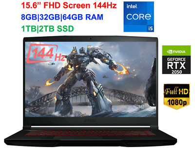 2024 MSI Gaming Laptop 15.6'' 144Hz FHD i5-12450H RTX 2050 Upto 64GB RAM& 2TB SSD