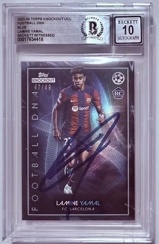 2023-24 Topps Knockout UCL Blue /49 Lamine Yamal Signed RC Beckett Auto 10