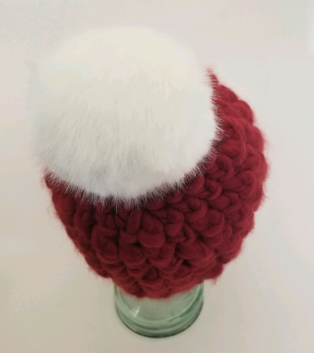 Anthropologie Mischa Lampert Pomster Beanie Red Merino Wool  display picture 2