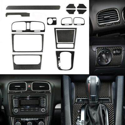 15PCS For VW Golf 6 MK6 GTI 2008-12 Carbon Fiber Car Interior Full Set Kit Trim