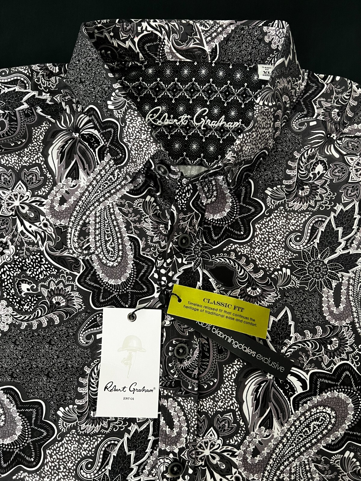 Robert Graham SAUNDERS Charcoal Paisley EXCLUSIVE XL NWT $178 Classic ...