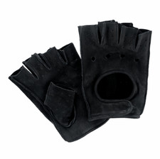 Guanti vintage da guida mezze dita auto moto bici tempo libero vera pelle nabuk