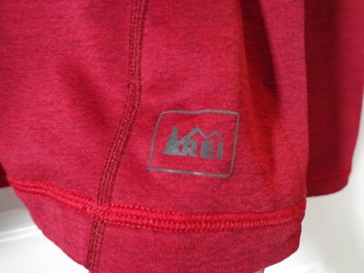 REI Mens Medium 1/4 Quarter Zip Shirt Red Long Sleeved Active