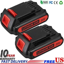 2Pack Battery 20V Lithium-ion 3.8Ah for BLACK+DECKER 20 Volt LBXR20 LBX20 LB20