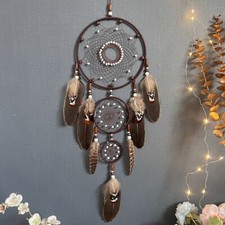 NEW Black Brown Indian Feather Dream Catcher Bedroom Hanging Decorations Gift
