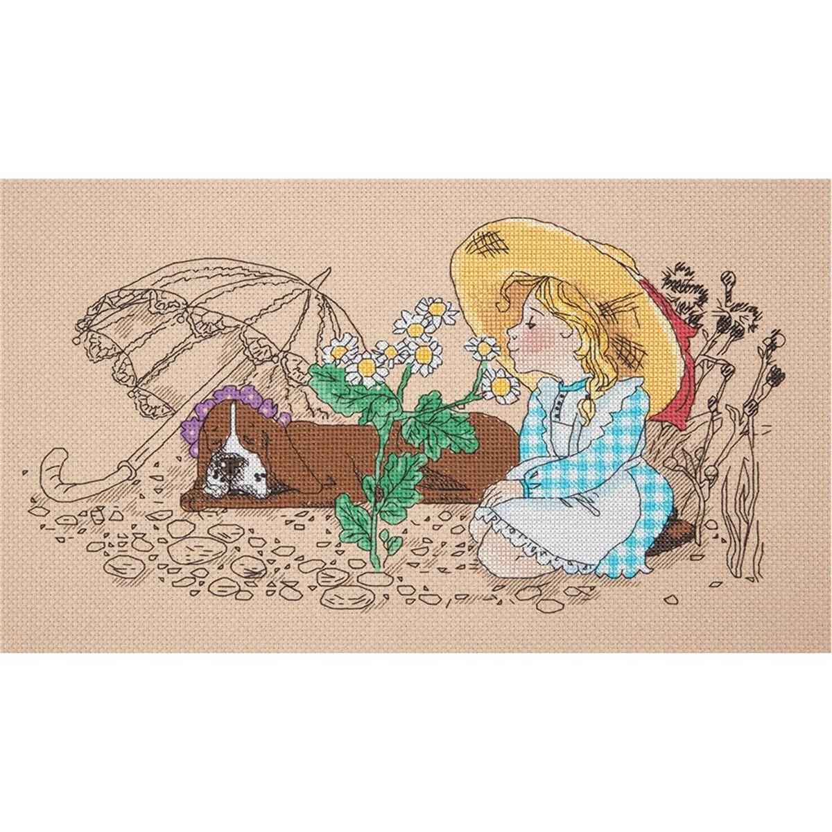 Panna counted cross stitch kit  ""Daisy"", 34x19cm, DIY