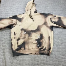 Carhartt Hoodie Mens XL Beige Acid Wash Spell Out Logo Workwear Tie Dye Vintage