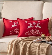Christmas Pillow Covers 12x20 inches Set of 2 Embroidery Throw Pillow Covers ...