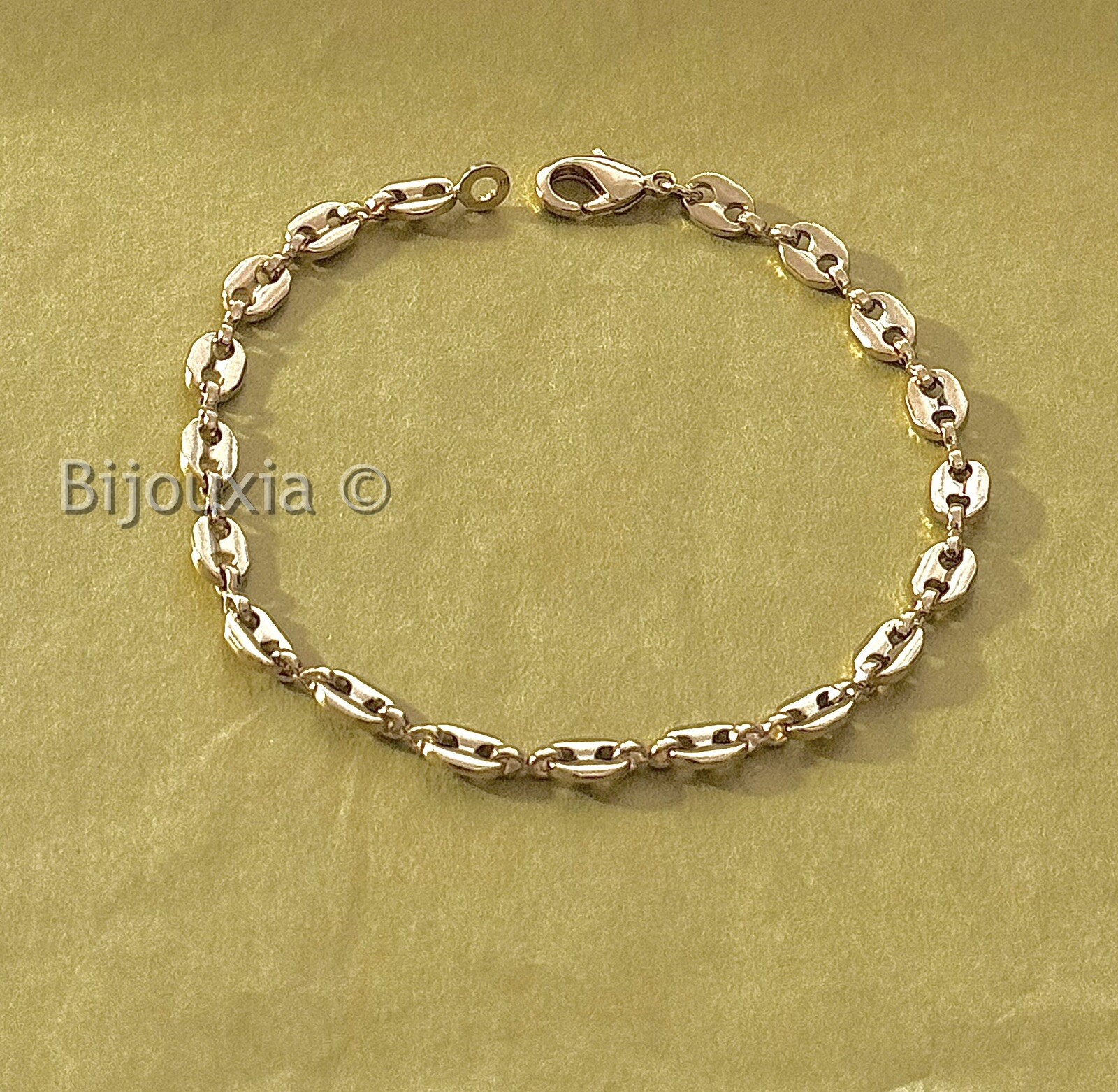 Gold Plated Coffee Bean Chain Bracelet 20cm X 5mm Unisex Jewelry-image