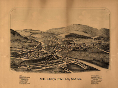 Panoramic Map of Millers Fall MA 16x20