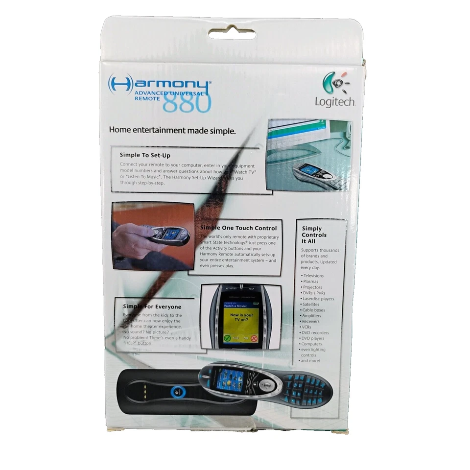 Logitech Harmony 880 Advanced Universal Remote Control Dock Power 915-000065 - Image 4 of 4