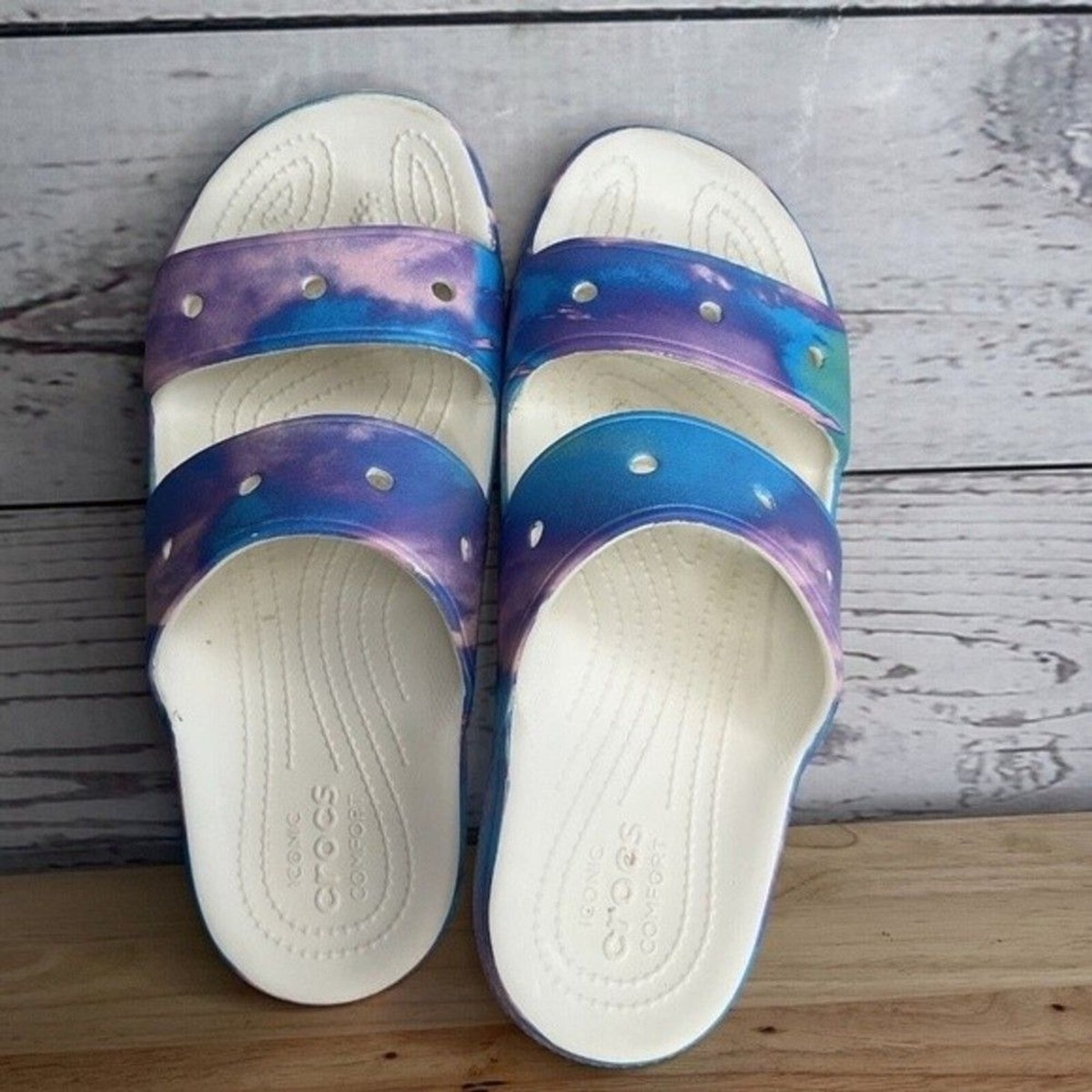Classic Crocs Open Toe Sandals Unisex Solarized Men\'s 9 White /‎ Purple Women-11 Classic Crocs Open Toe Sandals Unisex‎ Solarized Men\ main image 4