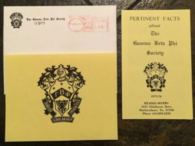 Vintage Gamma Beta Phi Society Scholarship Invitation Card & Brochure