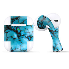 Skins Wraps compatible for Apple Airpods blue turquoise stone gem rock