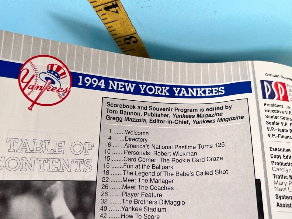 🔥 1994 New York Yankees Baseball Program vs Orioles High-Grade!!🔥 - Image 3 of 4