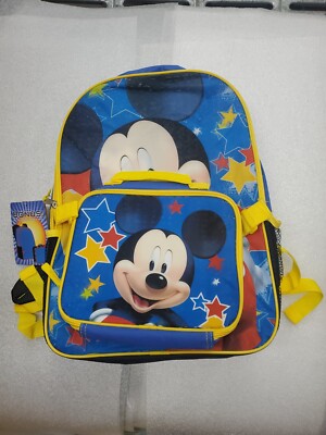 DISNEY MICKEY MOUSE CLUB HOUSE SCHOOL BACKPACK W/DETACH LUNCH BAG BOYS 16''x 12''