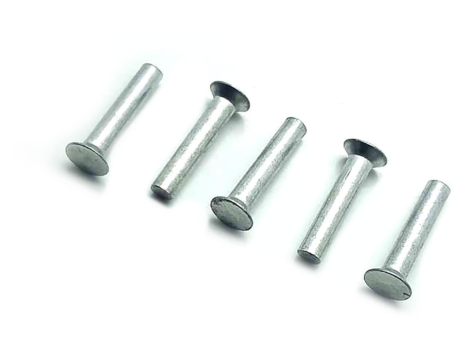 100x 5mm Aluminum Solid Rivets - 25mm Shank CSK Flat Head
