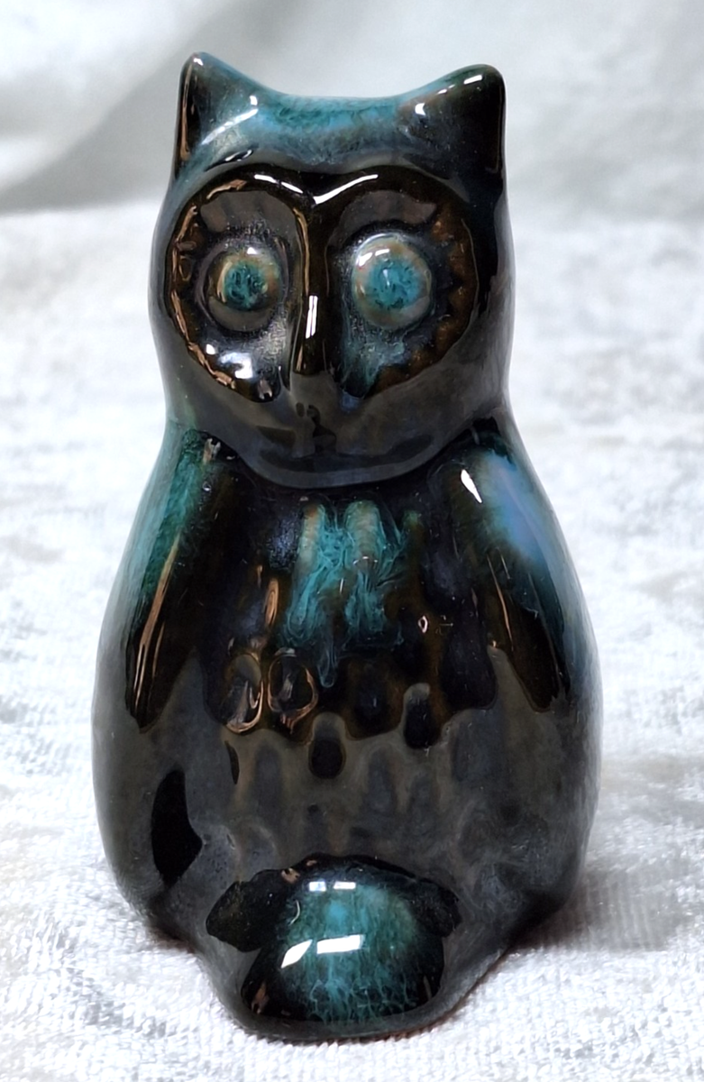 Blue Mountain Pottery Owl Green Drip Glaze Canada 3