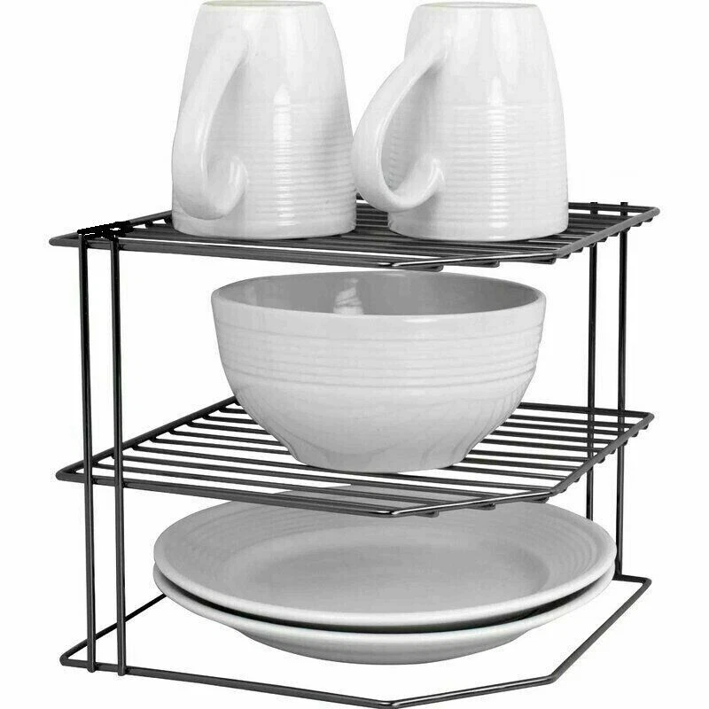 3 TIER KITCHEN CORNER PLATE RACK STORAGE HOLDER STAND PLATES CUPBOARD ORGANISER - Image 3 of 4