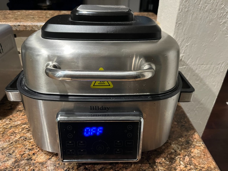 10in1 Electric Indoor Grill Combo, 6.5 QT Air Fryer, Roast, Bake and