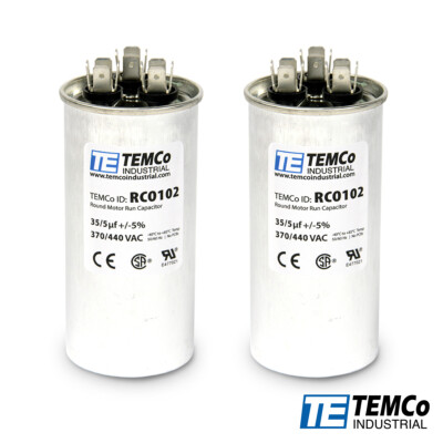 TEMCo 35+5 uf/MFD 370-440 VAC volts Round Dual Run Capacitor 50/60 Hz -Lot-2