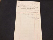 W. H. Smith & Son Booksellers 1899 Oswestry Railway Station Receipt Ref 61372