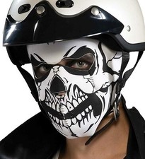 Skull Bandana Facemask Biker Face Mask Jaw to Forehead Black Costume Bandanna