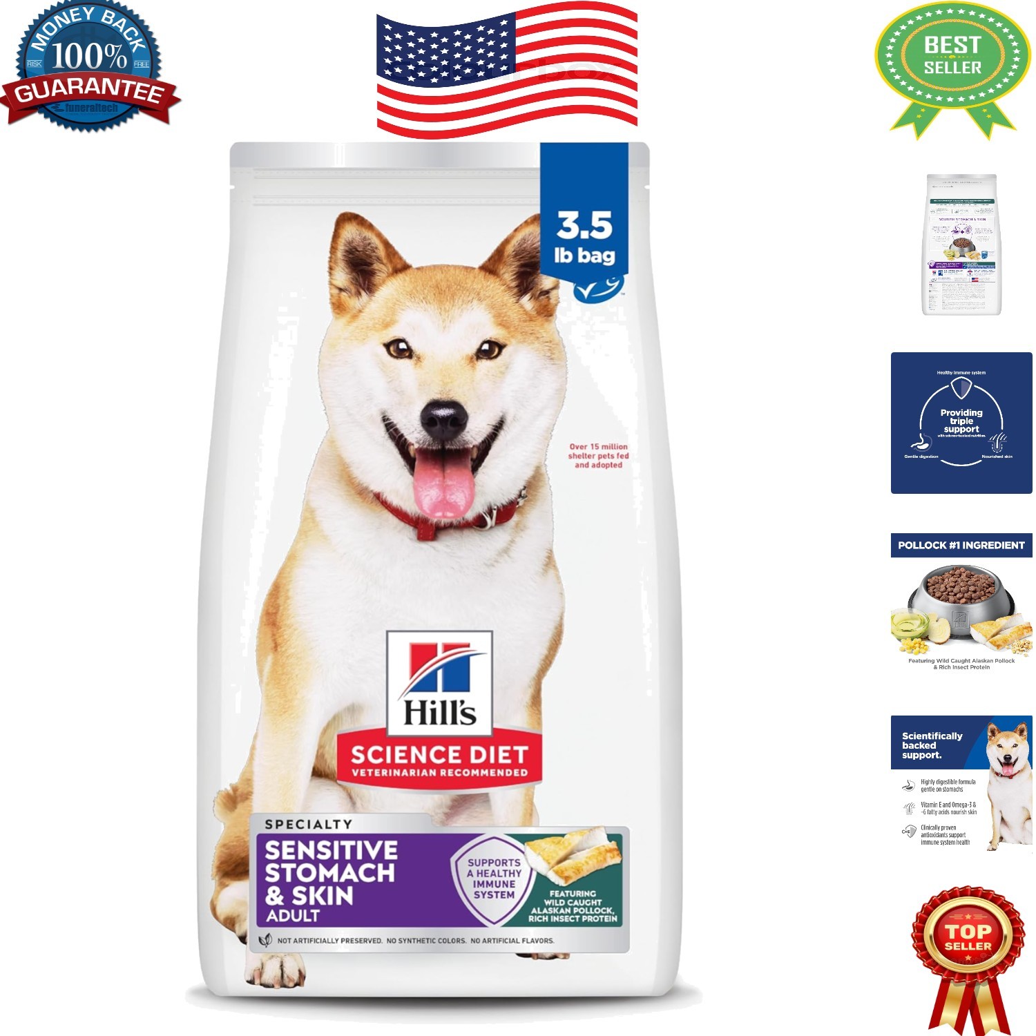 Sensitive Stomach & Skin Support Dry Dog Food, 3.5 lb - Pollock & Barley Recipe