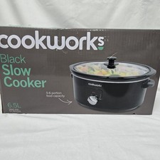 Cookworks 6.5L Black Slow Cooker 320W Ceramic Pot Glass Lid New Unused