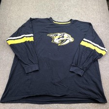 Nashville Predators Shirt Mens 4XL Blue NHL Hockey Long Sleeve Logo Majestic