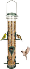 Metal Bird Feeder Tube Hanging Wild Bird Seed Feeder Aluminum Six Port Bird Feed