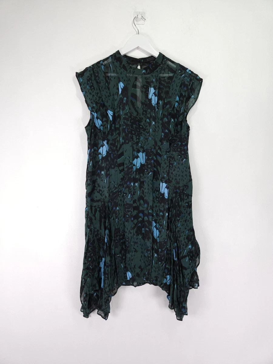 all saints fleur wing dress green FLEUR ZIG DRESS