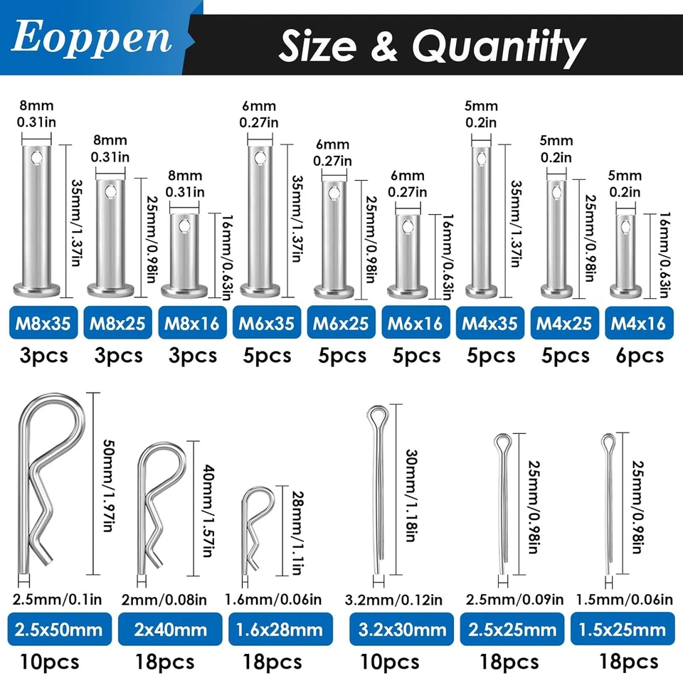 Kit surtido de 132 piezas de pasador de horquilla - Acero inoxidable 304 15 Foto 2 de 4