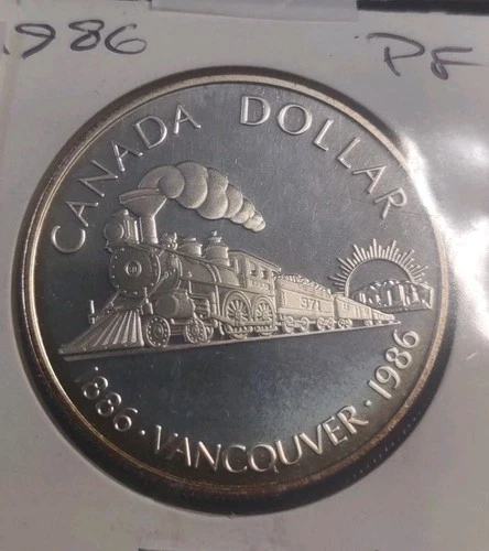 Canada Silver ,One Dollar,Trans Canada  1986 Canoe 23 Gr Uncirculated