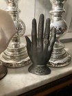 antique metal ladies hand paperweight signed with mark — photo 3