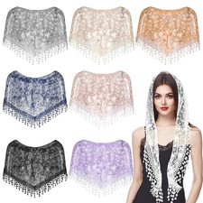 4/8 PCS Triangle Lace Chapel Mantilla Veil Vintage Inspired Bridal Funeral Veil
