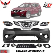 Front Bumper Cover Fascia & Grille Assembly Kit For 2014-2016 Nissan Rogue