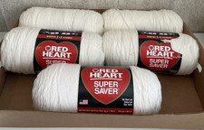 Red Heart Super Saver White Yarn 100 Acrylic Lot Of 5