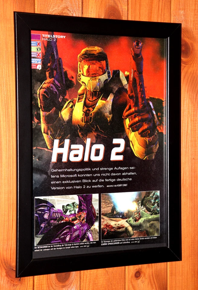 Halo 2 Xbox Promo Rare Small Vintage Werbeblatt Poster / Ad Page Framed - Bild 2 von 4