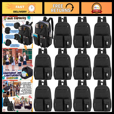 12 Pack 17'' Kids School Backpacks Multi Pocket Bookbags for Elementary & Middle