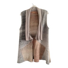 ELLEN TRACY Women's Brown Tan Sleeveless Tunic Cardigan Sweater MEDIUM 