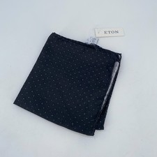 Eton Pocket Square Mens One Size Black White Polka Dot Silk Formal Business NWT